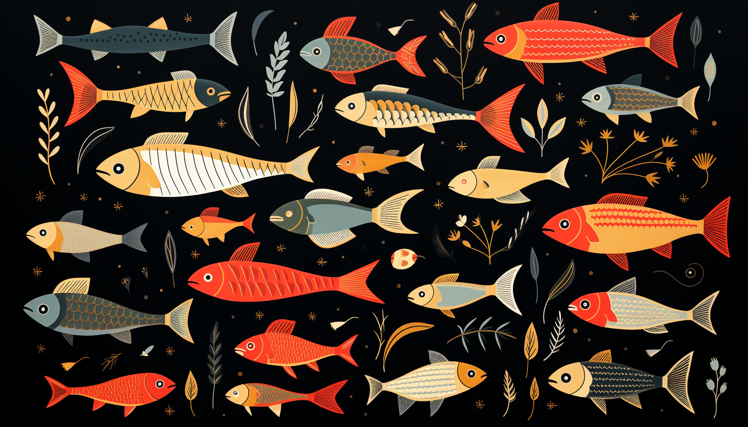 Iconic minimalistic ilustration of fishes
